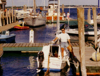 West Wight Potter 15 and Mic visiting Jamestown, RI - Summer 1993
